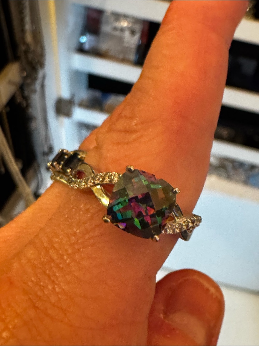 Mystic Topaz Sterling Silver Solitaire Ring and Earrings
